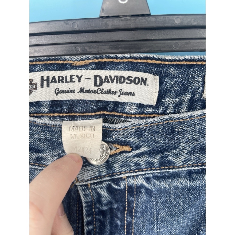 Vintage Harley Davidson Jeans Mens 42x34Riding 100% Cotton Biker Blues Workwear - Picture 4 of 8